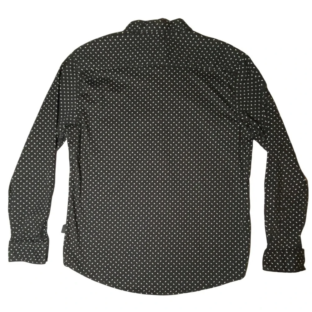 Kenneth Cole Men's XL Slim Fit Black White Micro Dot Button Down Shirt